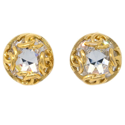 Chanel CC Round Earrings Metal and Crystal, GOLD, GOLD_PLATED, Earrings