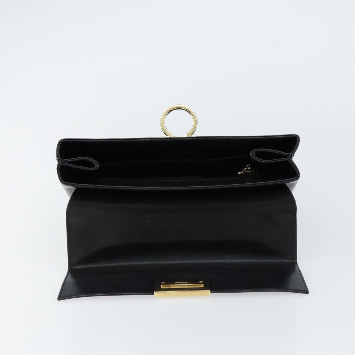 Salvatore Ferragamo Convertible Top Handle Bag Leather, BLACK, LEATHER, Handbag