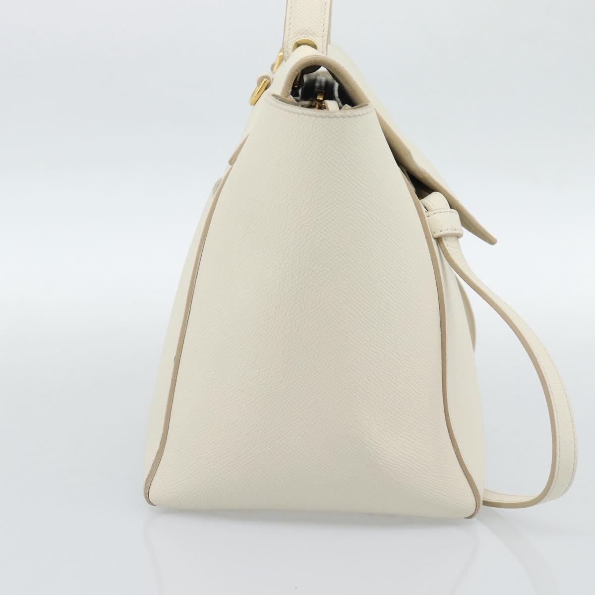 Celine Belt Bag Textured Leather, White, Leather, Handbag