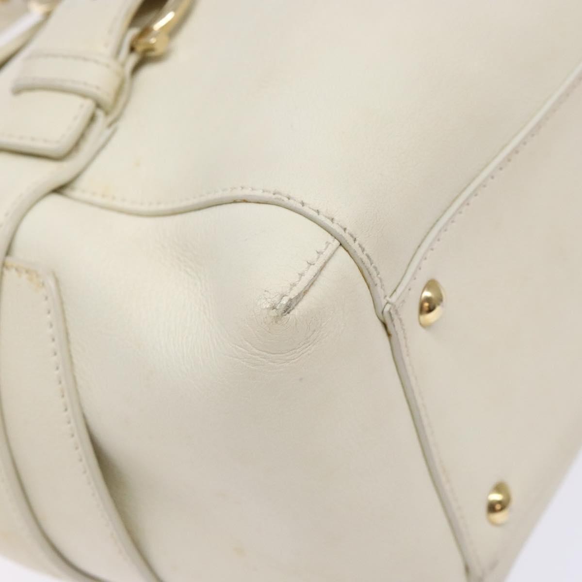 Salvatore Ferragamo Gancini top handle Leather, WHITE, LEATHER, Tote bag