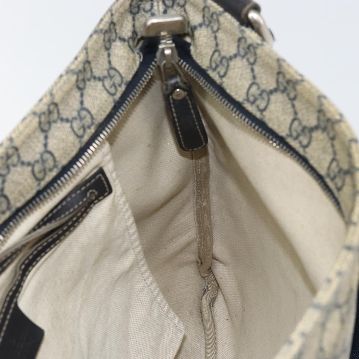 Gucci Zip Top Messenger Bag GG Coated Canvas, NAVY, PVC, Shoulder bag