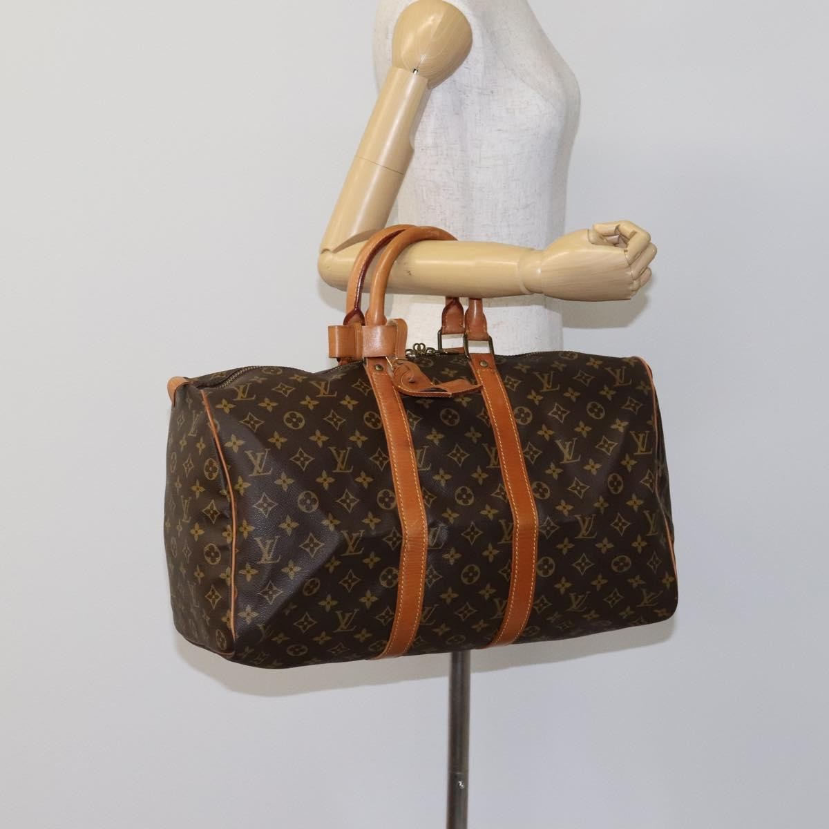 Louis Vuitton Keepall Bag Monogram Canvas, BROWN, CANVAS, Travel bag
