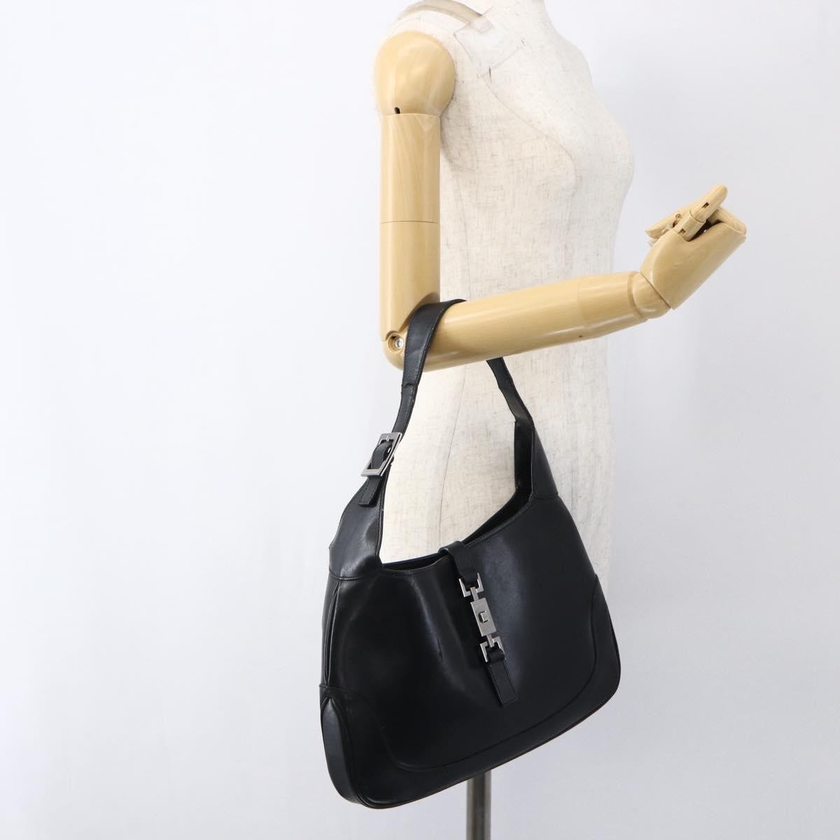 Gucci Jackie O Bouvier Hobo Leather, BLACK, LEATHER, Shoulder bag