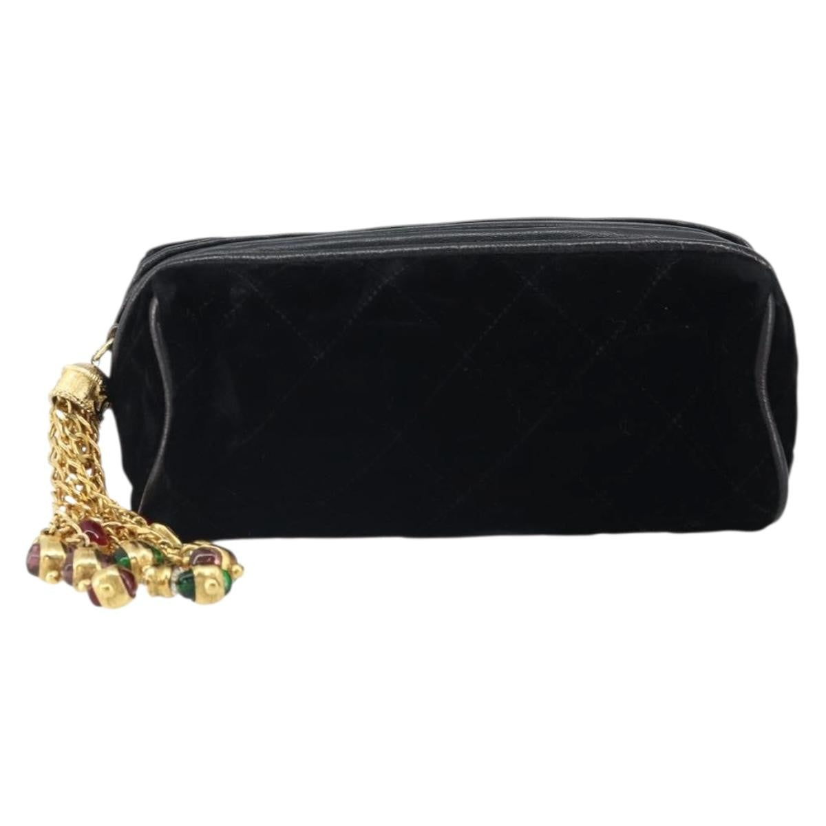 Chanel Vintage gripoix Clutch Velvet, Black, Velvet, Clutch