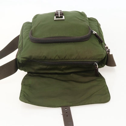 Prada Buckle Messenger Bag Tessuto, Green, Nylon, Shoulder Bag