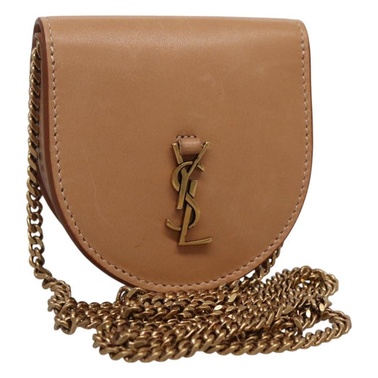 Saint Laurent Le K Chain Crossbody Bag Leather, BEIGE, LEATHER, Crossbody bag