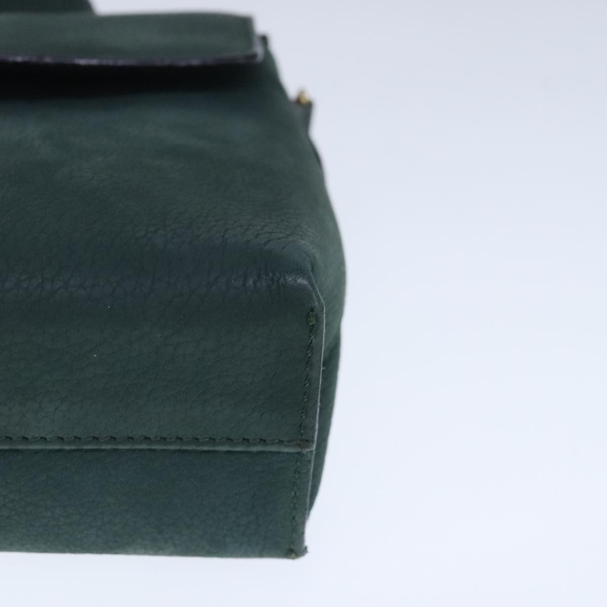 Celine Circle Logo Handbag Leather, GREEN, LEATHER, Handbag