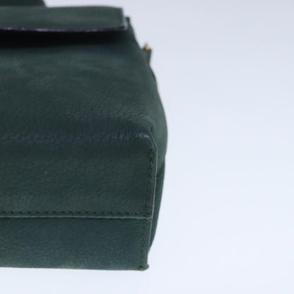Celine Circle Logo Handbag Leather, GREEN, LEATHER, Handbag