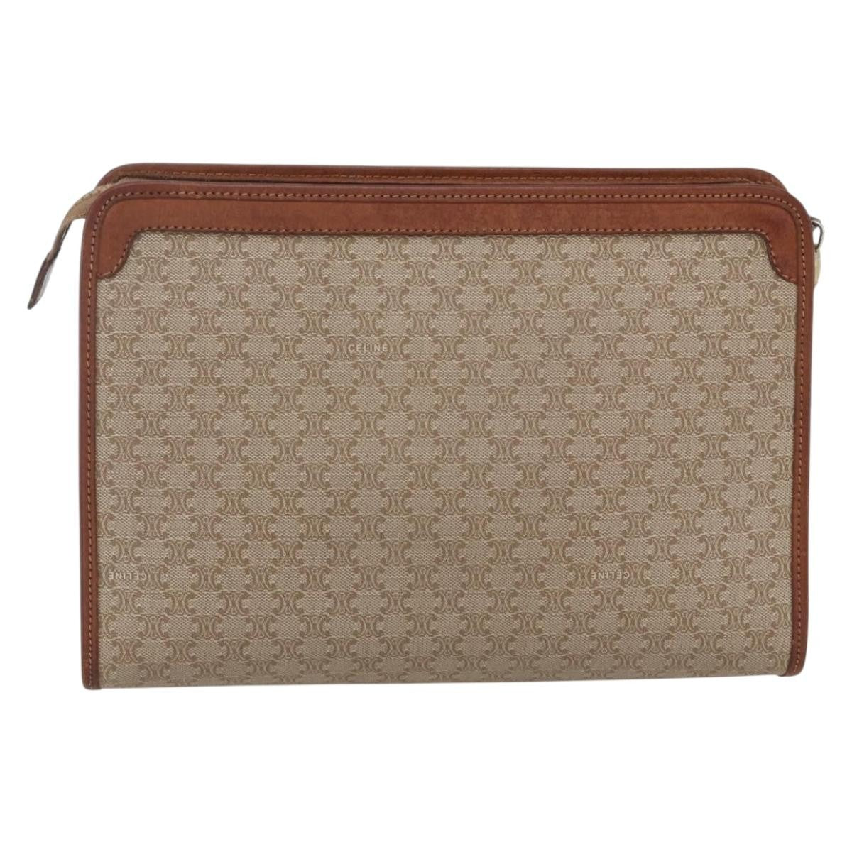 Celine Macadam Pochette Canvas and Leather, BEIGE, CANVAS, Clutche & pouche
