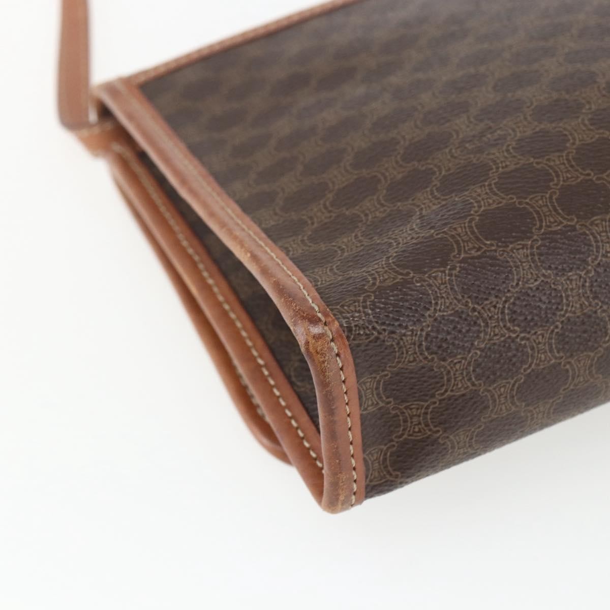 Celine Vintage Macadam Shoulder Bag Canvas and Leather, BROWN, CANVAS, Shoulder bag