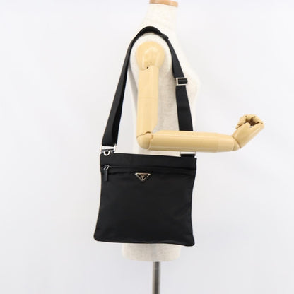 Prada Front Pocket Messenger Bag Tessuto, BLACK, NYLON, Shoulder bag