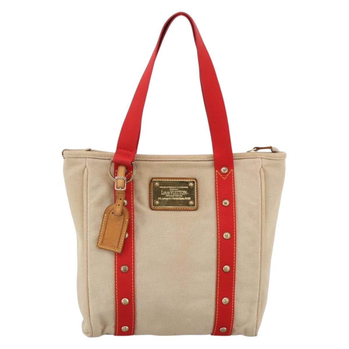 Louis Vuitton Antigua Tote Canvas, BEIGE, CANVAS, Tote bag