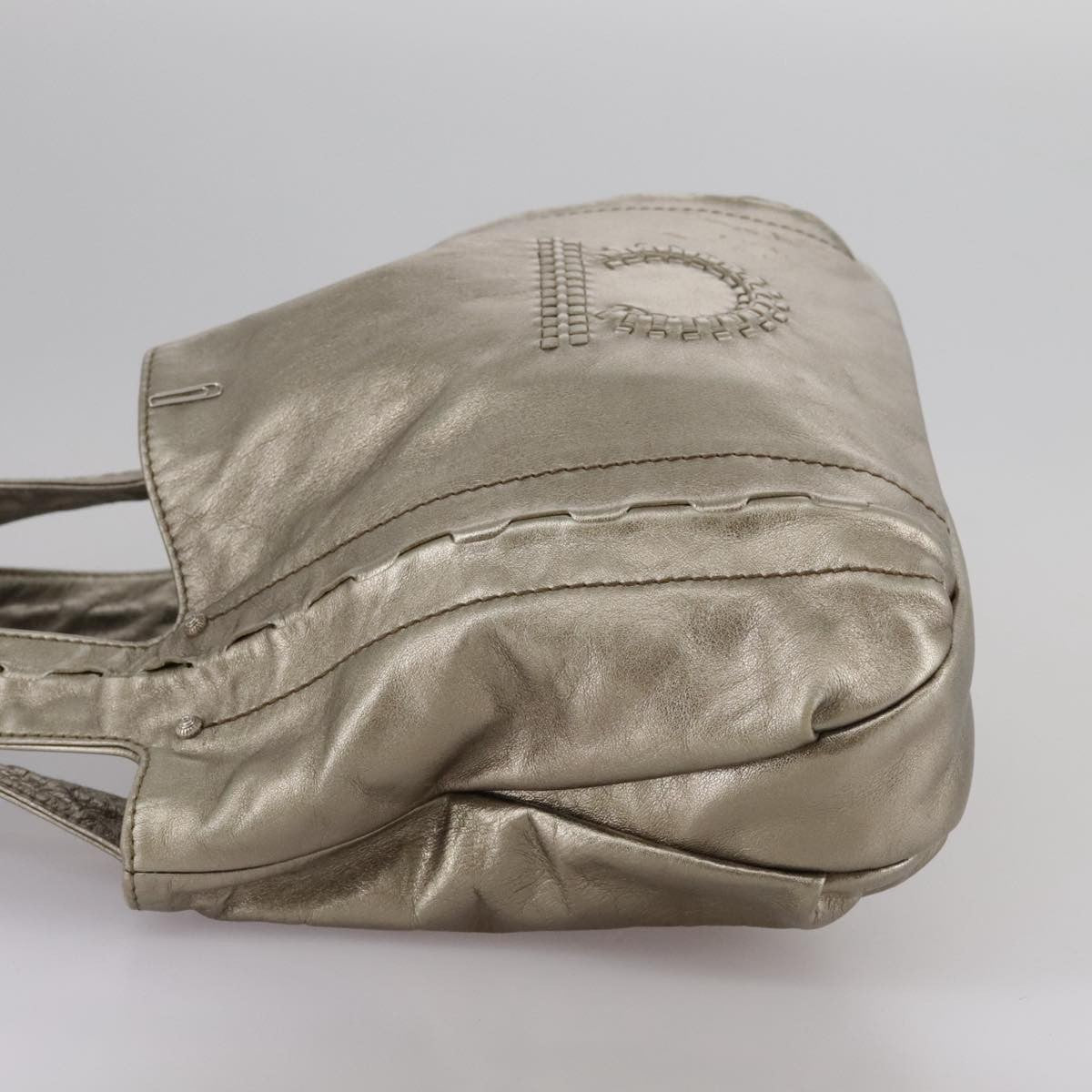 Salvatore Ferragamo Gancini Shoulder Bag Leather, GOLD, LEATHER, Shoulder bag