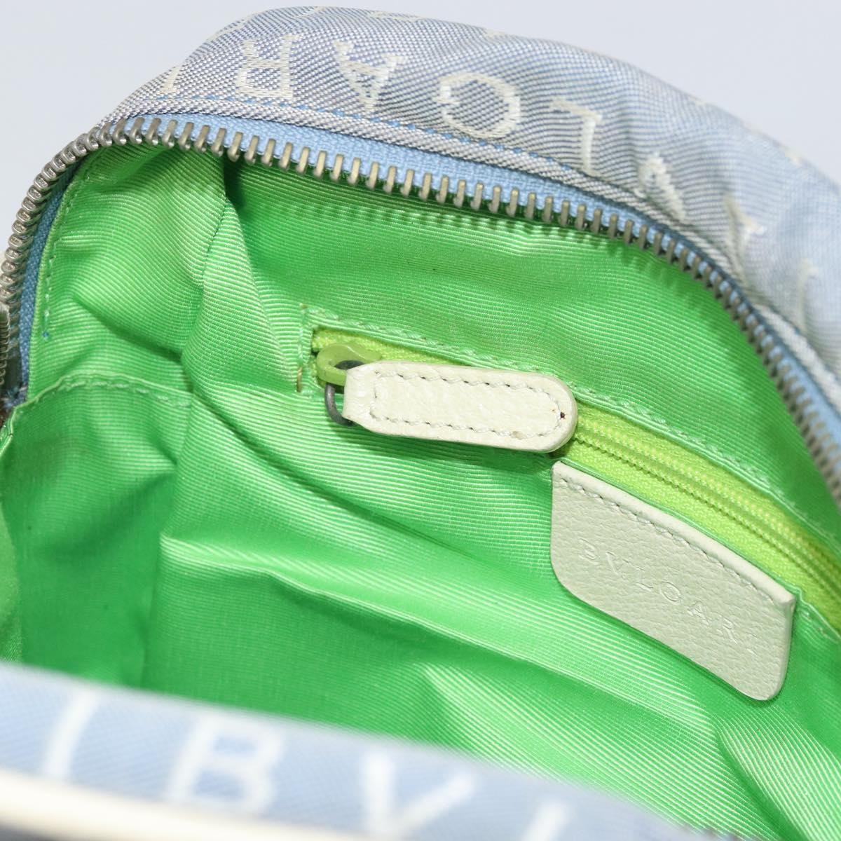 Bvlgari Logomania Shoulder Bag Canvas with Leather, BLUE, CANVAS, Shoulder bag