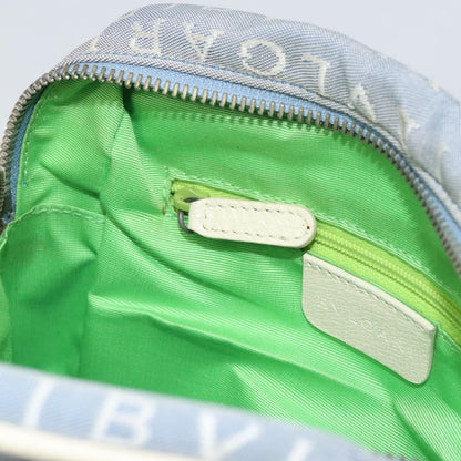 Bvlgari Logomania Shoulder Bag Canvas with Leather, BLUE, CANVAS, Shoulder bag