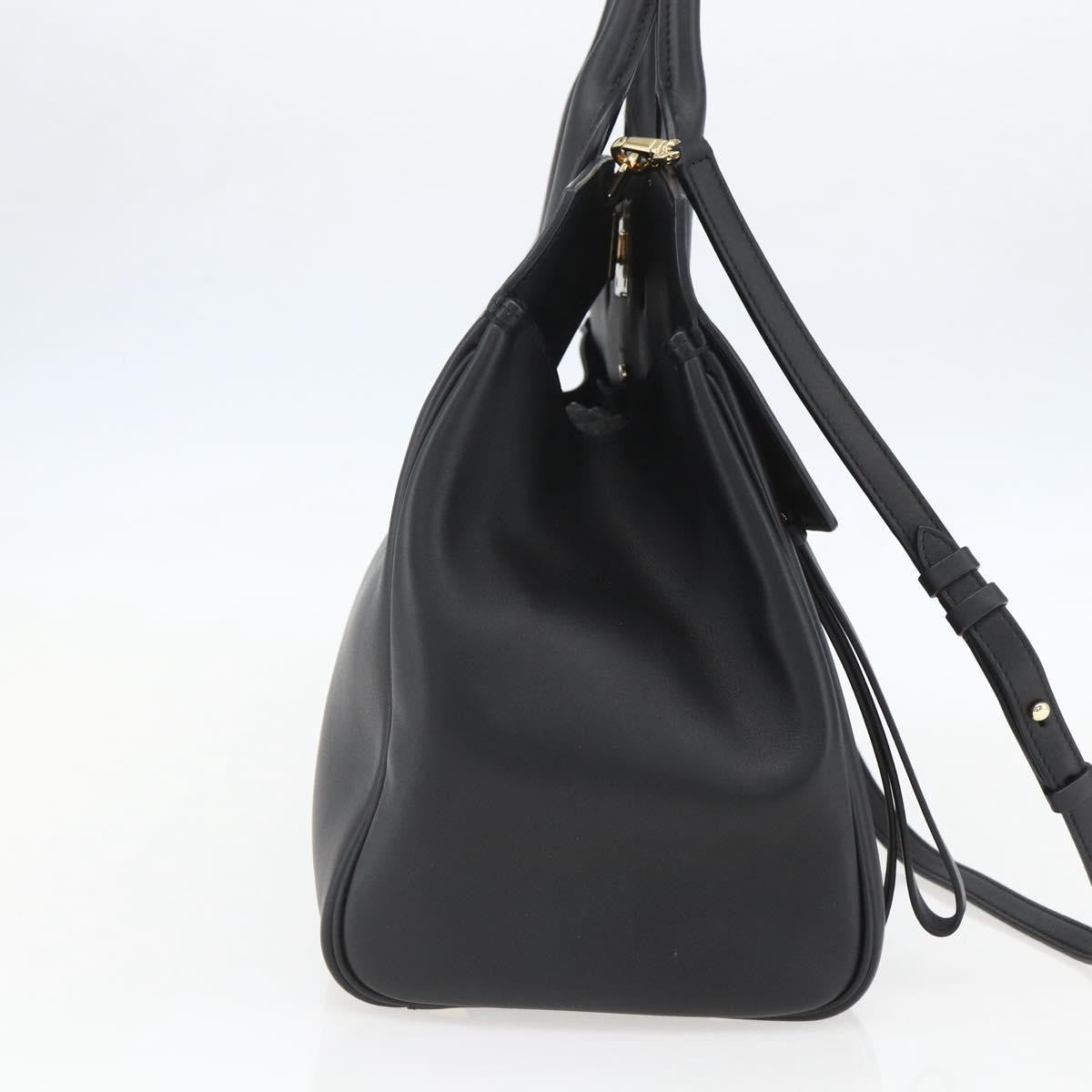 Salvatore Ferragamo Studio Satchel Leather, BLACK, LEATHER, Handbag