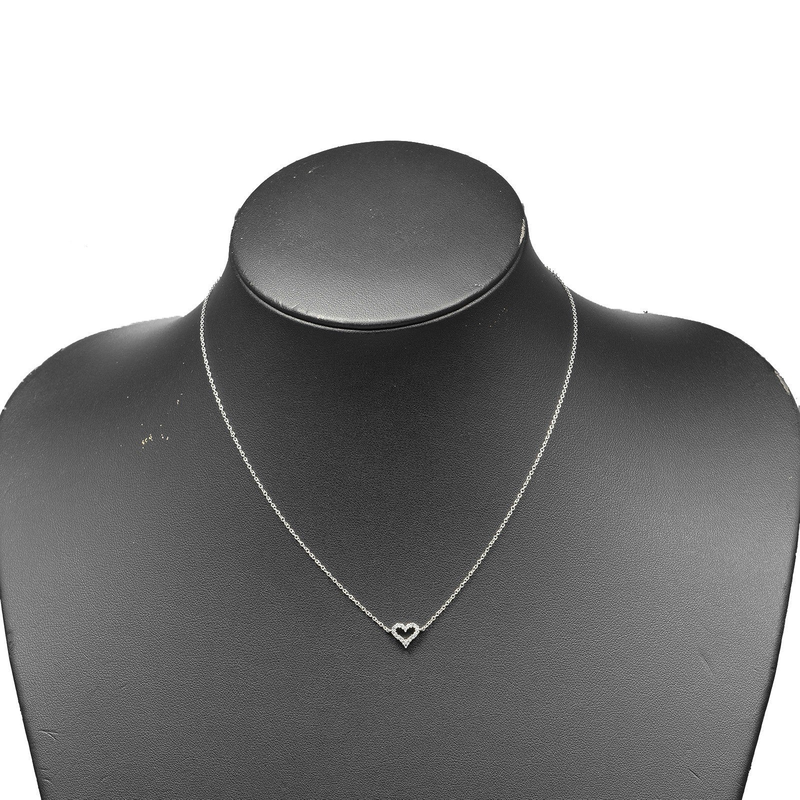 Tiffany & Co. Sentimental Heart 3 Diamond Pendant Necklace 18K Rose Gold with Diamonds, CLEAR, SILVER, Necklace