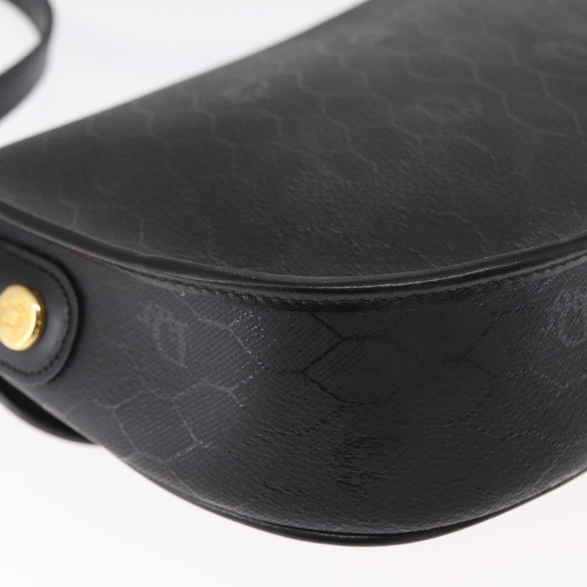Christian Dior Vintage Honeycomb Flap Crossbody Bag Coated Canvas, BLACK, CANVAS, Shoulder bag