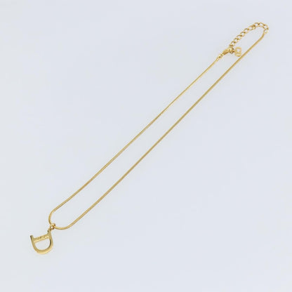 Christian Dior D logo Pendant Necklace Metal, GOLD, METAL, Necklace