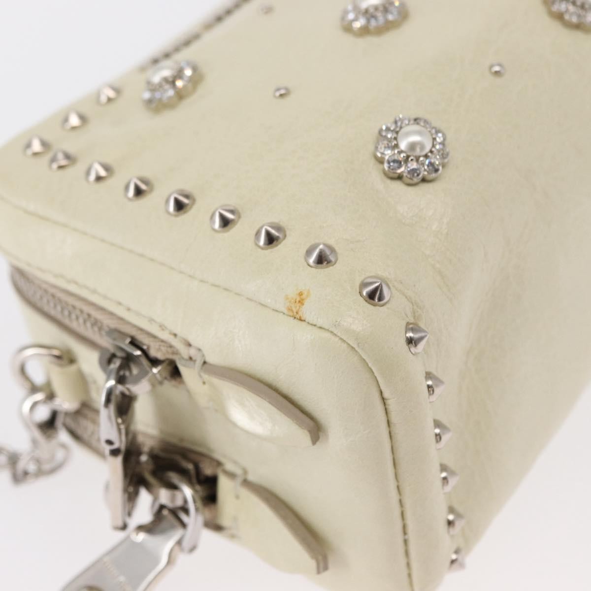 Miu Miu Chain Crossbody Bag Leather, ECRU, LEATHER, Shoulder bag