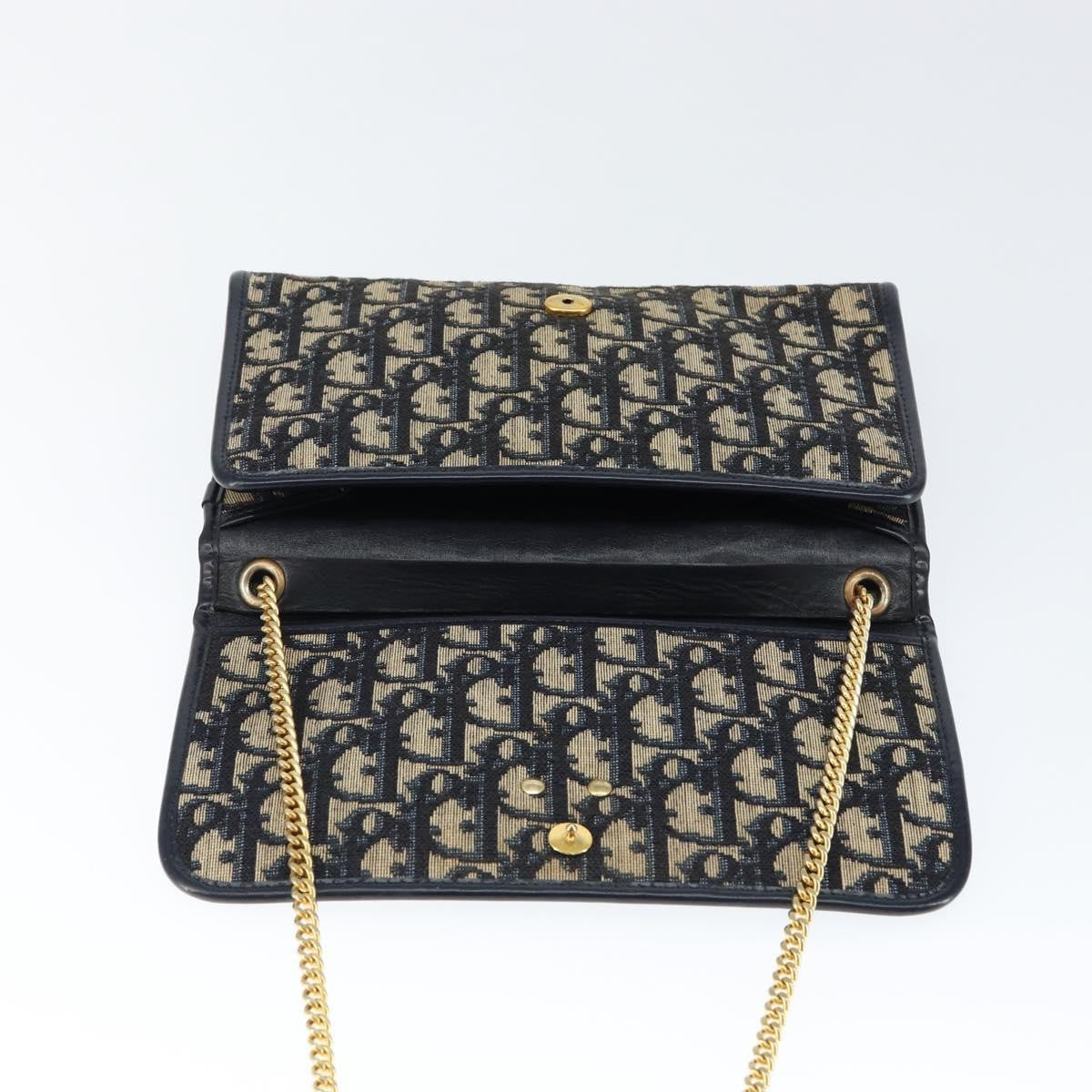 Christian Dior Vintage Trotter Shoulder Bag Canvas, NAVY, CANVAS, Shoulder bag