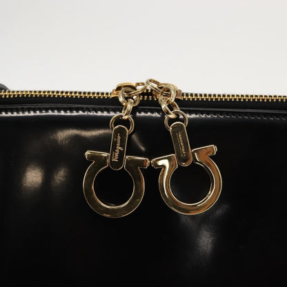Salvatore Ferragamo Gancini Tote Patent leather, BLACK, PATENT_LEATHER, Tote bag