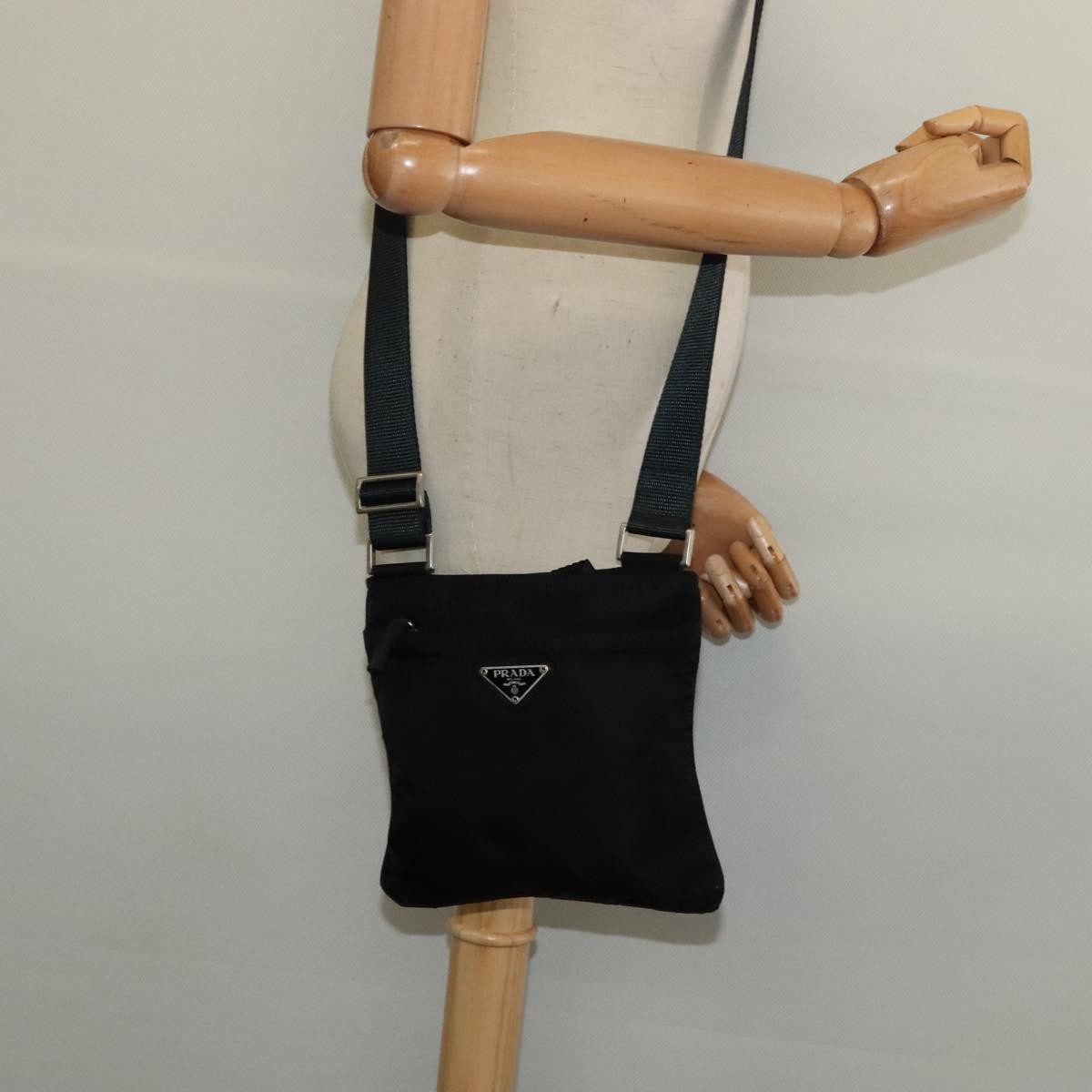 Prada Front Pocket Messenger Bag Tessuto, Black, Nylon, Shoulder Bag