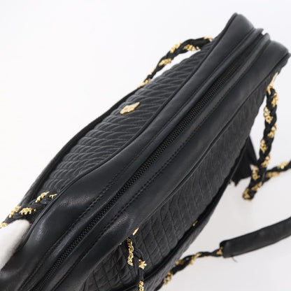 Bally Vintage Chain Shoulder Bag Quilted Leather, BLACK, LEATHER, Shoulder bag