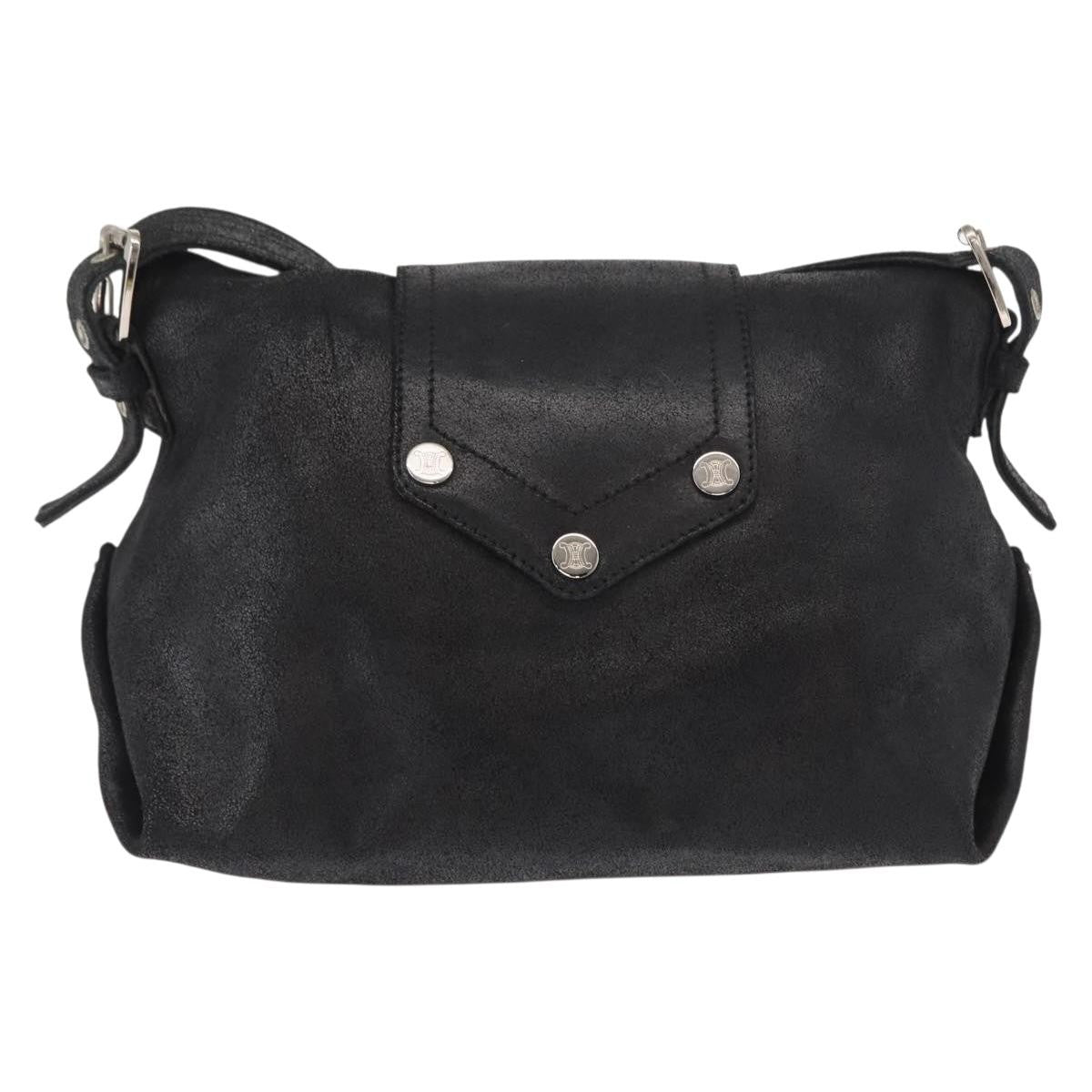Celine Vintage Shoulder Bag Leather, BLACK, LEATHER, Shoulder bag