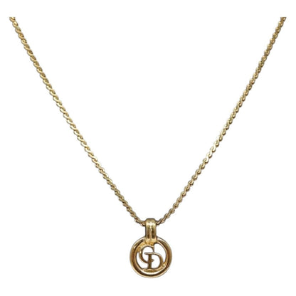 Christian Dior CD Round Pendant Necklace Metal, GOLD, METAL, Necklace