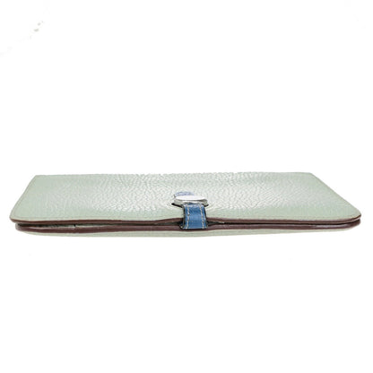 Hermes Bicolor Dogon Duo Combined Wallet Leather, BLUE, LEATHER, Wallets