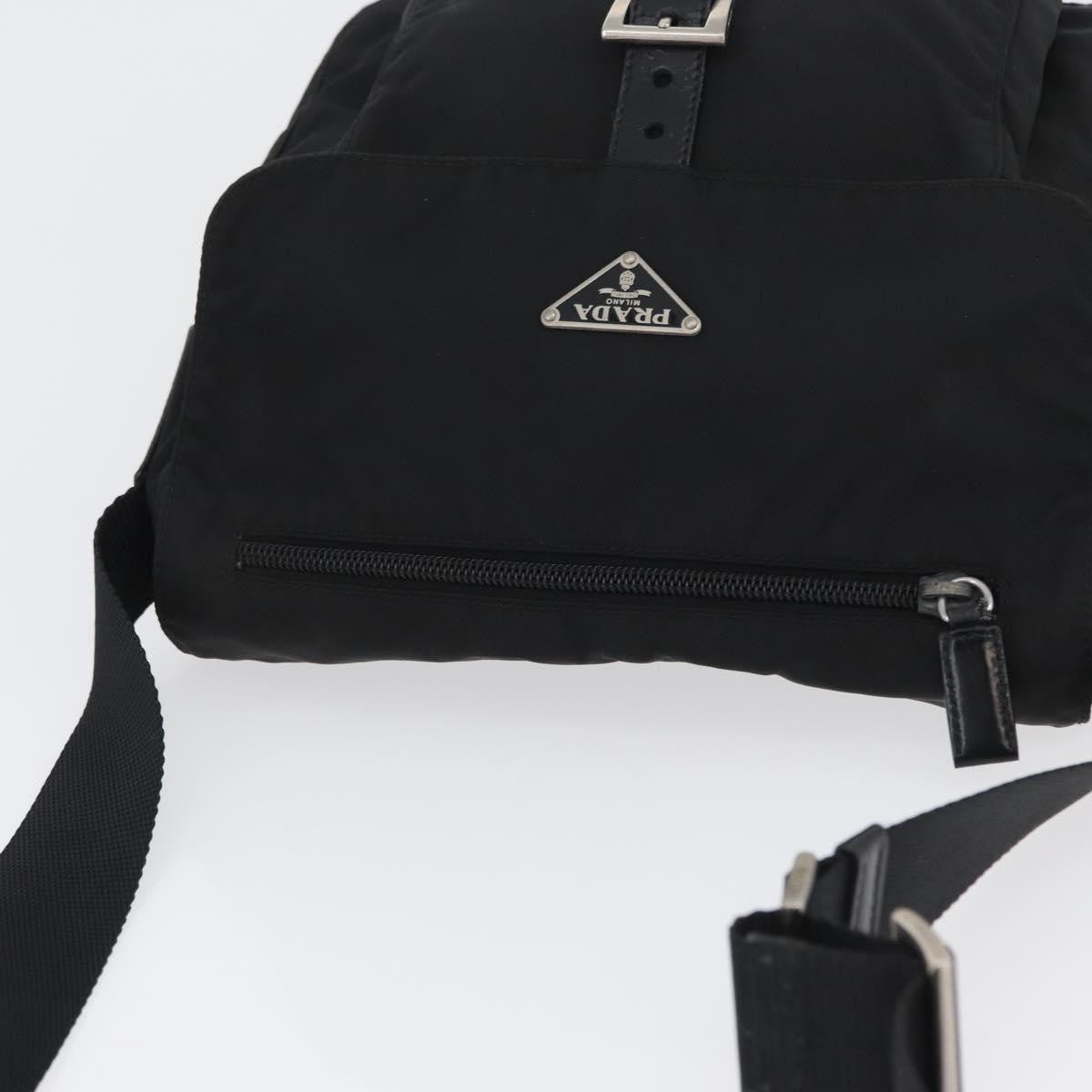 Prada Buckle Messenger Bag Tessuto, Black, Nylon, Shoulder Bag