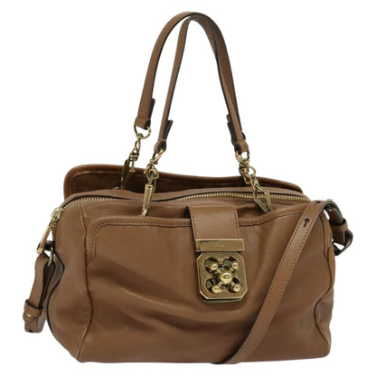Chloe Elsie Satchel Leather, BROWN, LEATHER, Handbag