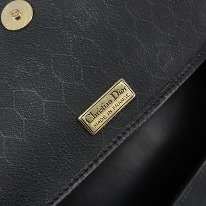 Christian Dior Vintage Honeycomb Shoulder Bag Canvas and Leather, BLACK, CANVAS, Shoulder bag