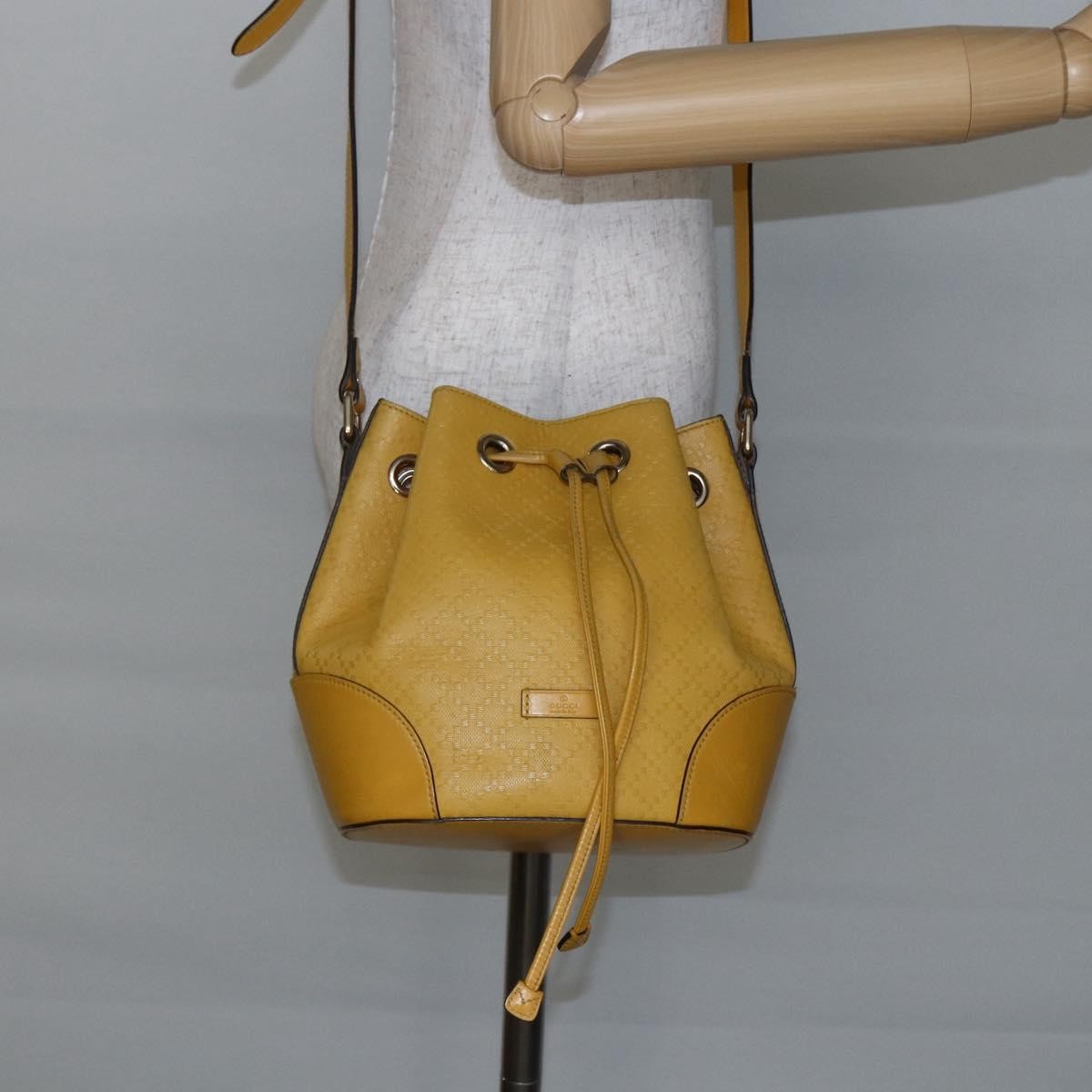 Gucci Bright Bucket Bag Diamante Leather, YELLOW, LEATHER, Shoulder bag