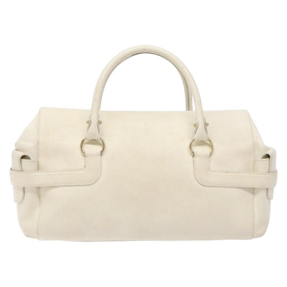 Salvatore Ferragamo Gancini top handle Leather, WHITE, LEATHER, Tote bag
