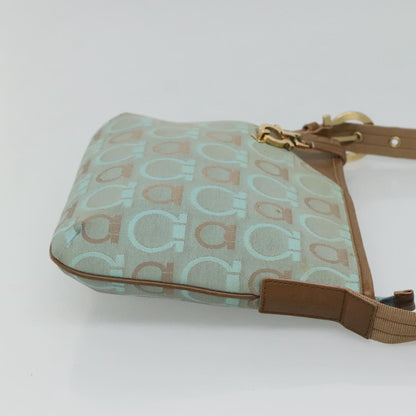 Salvatore Ferragamo Gancini Shoulder Bag Canvas, BLUE, CANVAS, Shoulder bag