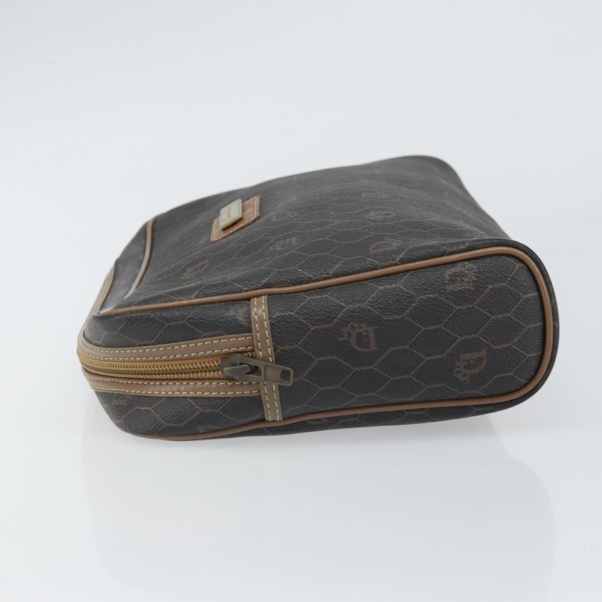 Christian Dior Vintage Honeycomb Zip Pouch Canvas and Leather, BLACK, CANVAS, Clutche & pouche