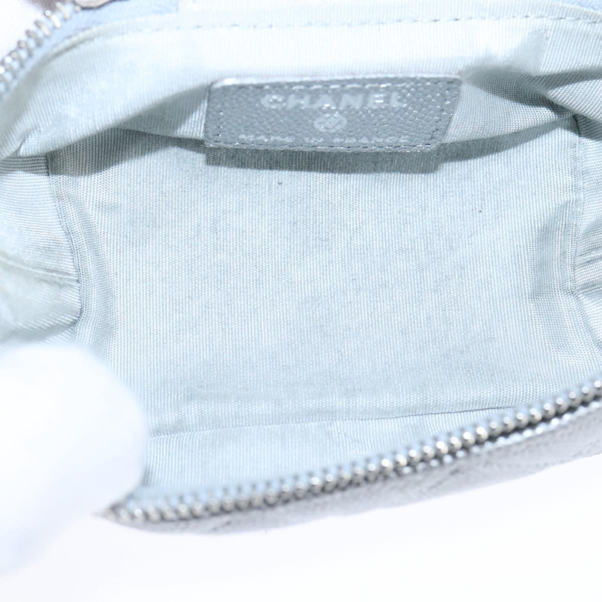 Chanel Classic Vanity Case with Chain Quilted Caviar, Silver, Leather, Shoulder Bag