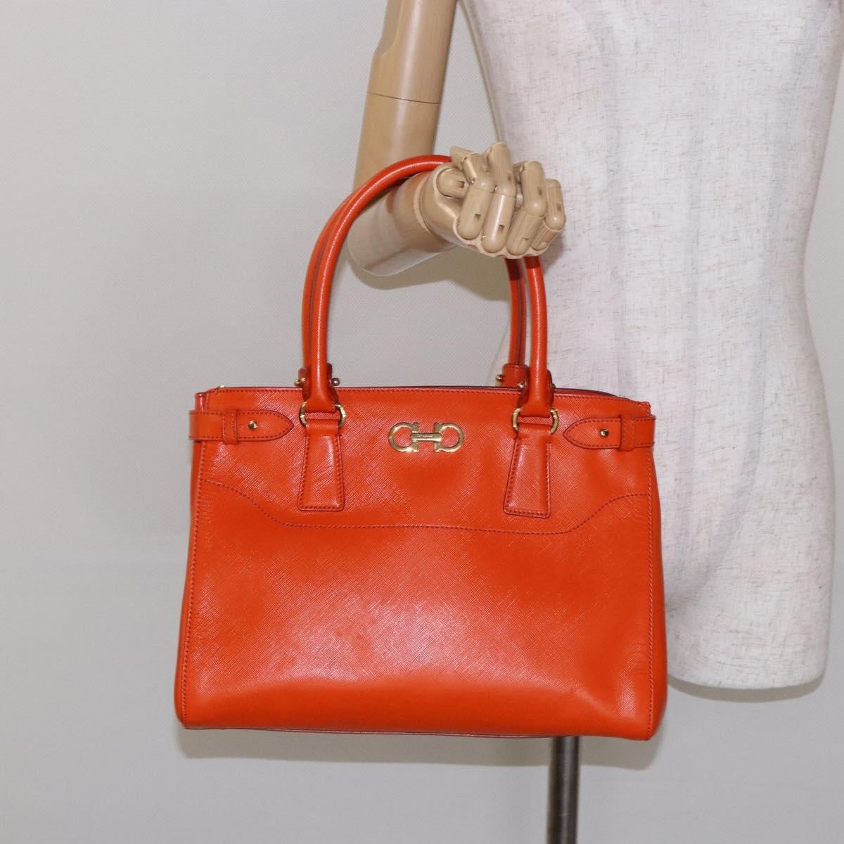 Salvatore Ferragamo Batik Tote Leather, ORANGE, LEATHER, Tote bag