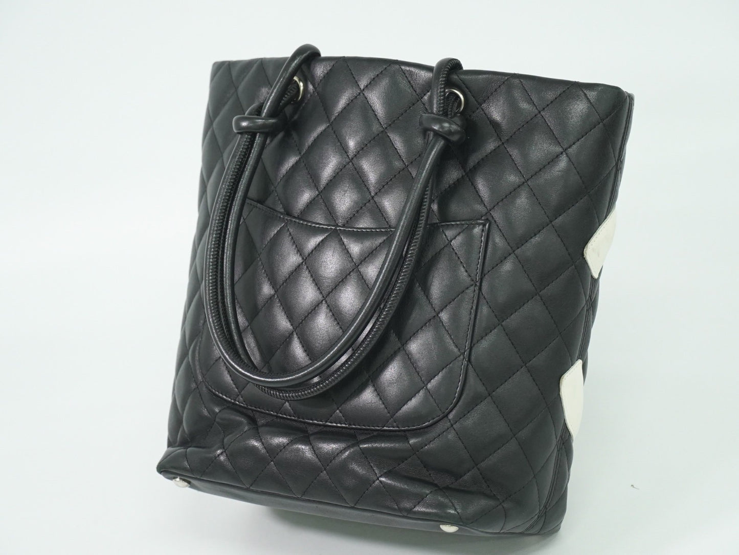 Chanel Cambon Tote Quilted Leather, BLACK, LEATHER, Tote bag