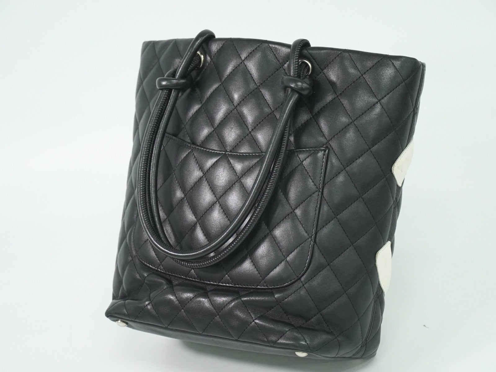 Chanel Cambon Tote Quilted Leather, BLACK, LEATHER, Tote bag