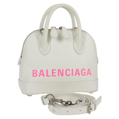 Balenciaga Logo Ville Bag Leather, WHITE, LEATHER, Handbag