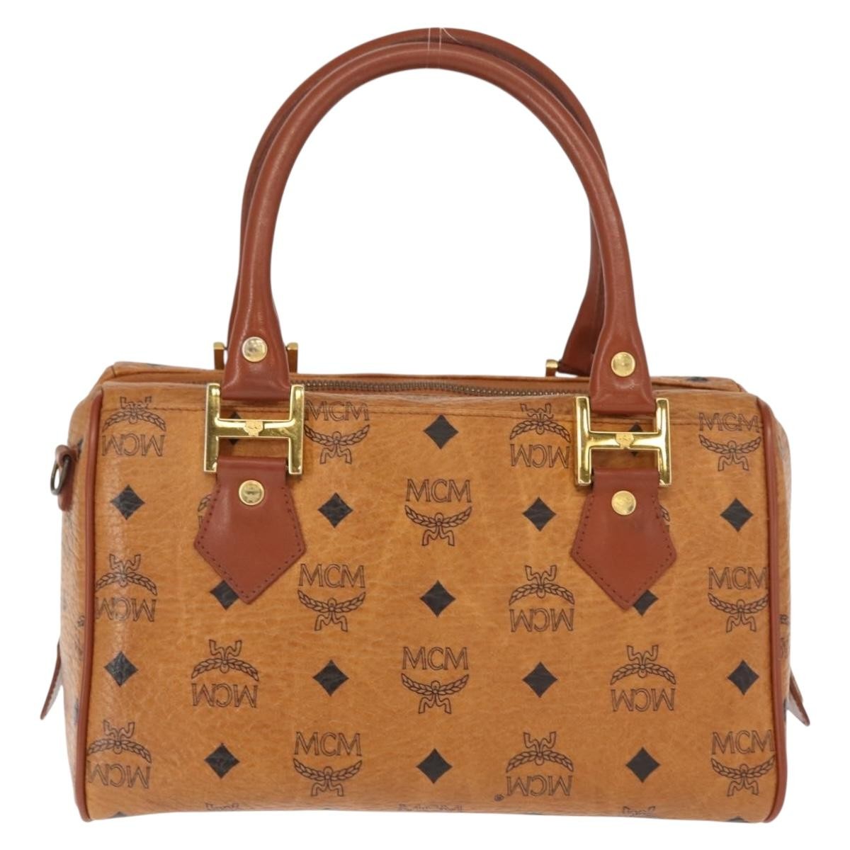 MCM Visetos logogramme Handbag Canvas and Leather, BROWN, PVC, Handbag