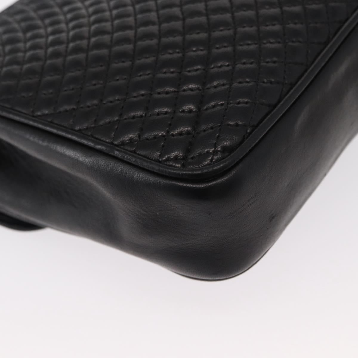 Bally Vintage Chain Shoulder Bag Quilted Leather, BLACK, LEATHER, Shoulder bag