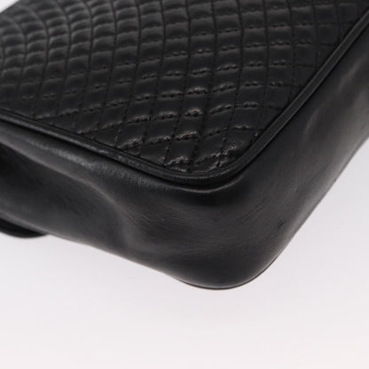 Bally Vintage Chain Shoulder Bag Quilted Leather, BLACK, LEATHER, Shoulder bag