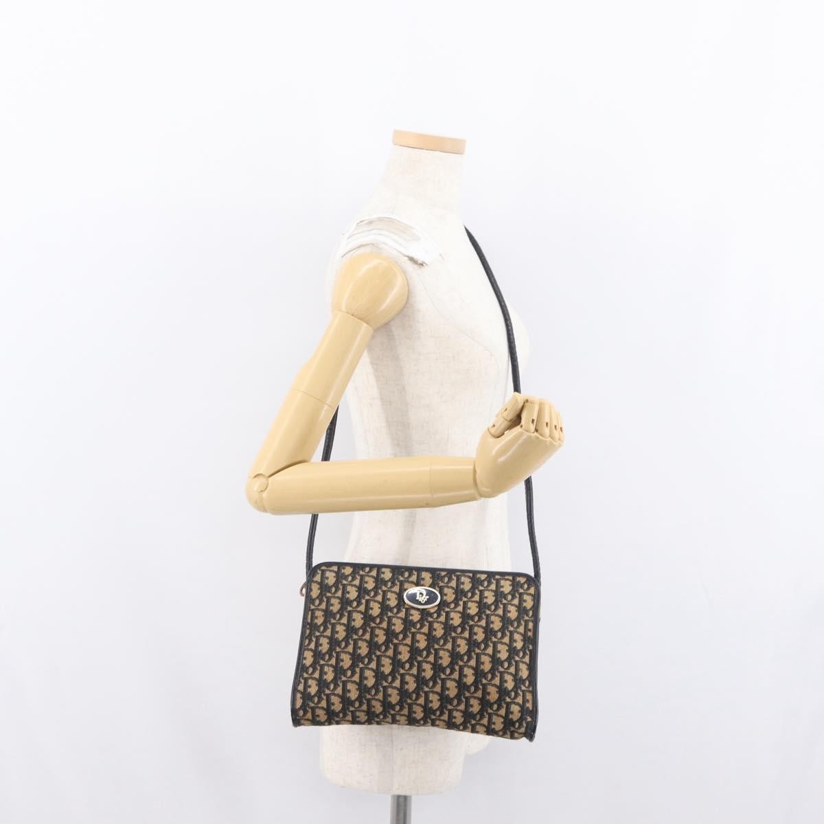 Christian Dior Vintage Trotter Shoulder Bag Canvas, NAVY, CANVAS, Shoulder bag
