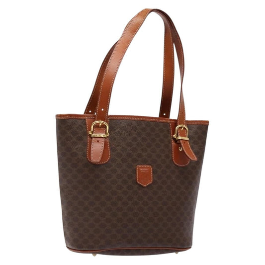 Celine Vintage Macadam Shopper Tote Coated Canvas, BROWN, CANVAS, Tote bag