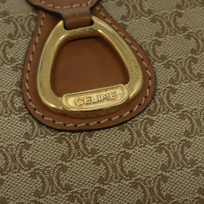 Celine Vintage Macadam Shoulder Bag Canvas and Leather, Beige, Canvas, Shoulder Bag