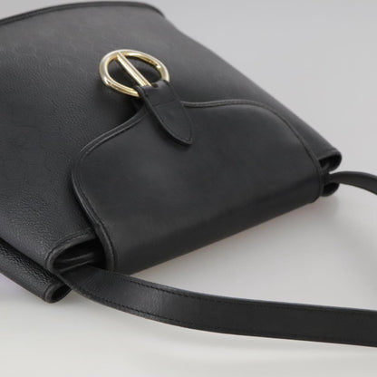 Christian Dior Vintage Honeycomb Flap Crossbody Bag Coated Canvas, BLACK, CANVAS, Crossbody bag